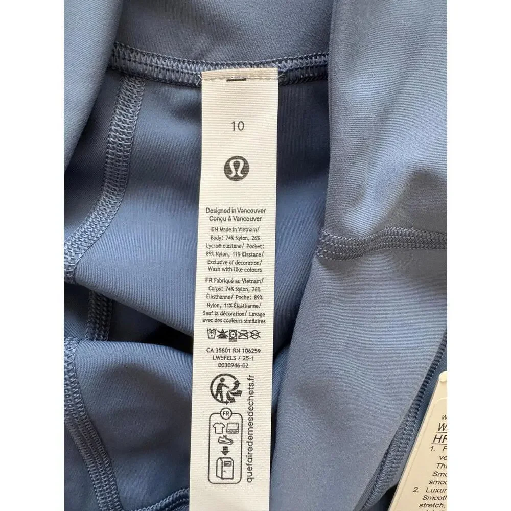 Lululemon Wunder Under SmoothCover High Rise 25” Washed Denim Size 10 NWT